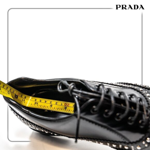 Prada Studded Wingtip Derby in Black - Embellished with Studs US10 - Picture 4 of 12